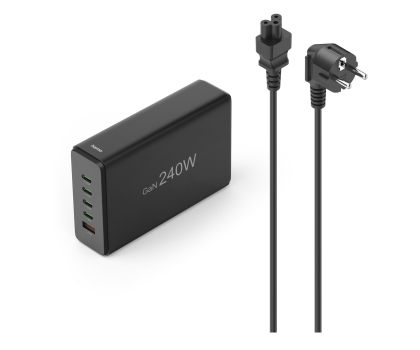 Stacja dokująca do laptopa Hama STACJA ŁADUJĄCA O MOCY 240W,4X USB-C, 1X USB-A, CZARNA